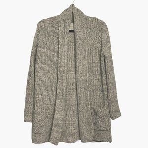 Zara Knit women’s size M cream/black pockets long sleeve open cardigan FLAWED